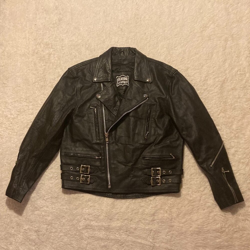 Leather Biker Jacket Genuine Leather Bike Jacket Harley Davidson Style Jacket XS